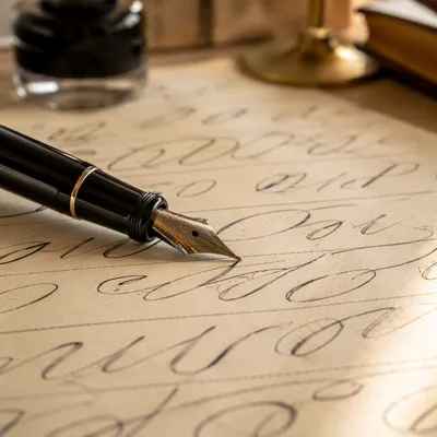 Fountain Pen on Calligraphy Practice Paper