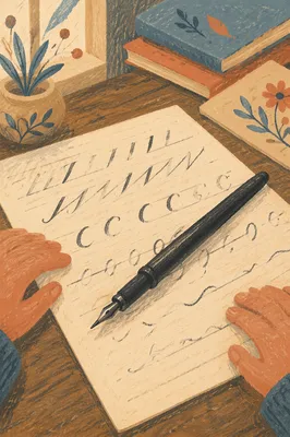 Ink Pen on Calligraphy Practice Paper