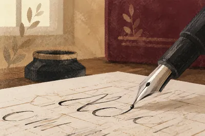 Fountain Pen on Calligraphy Practice Paper