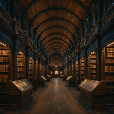 Grand Library Reading Room in Warm Light