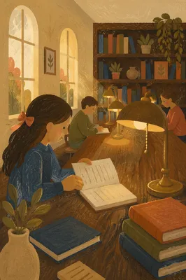 Warm Historic Library Reading Room Study