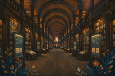 Grand Library Reading Room Warm Light