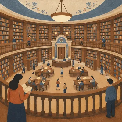 Quiet Grand Library Reading Room