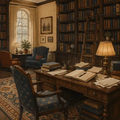Quiet Traditional Library Study Room