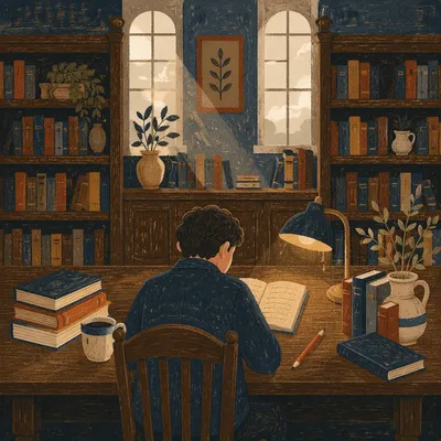 Quiet Morning Study in Old Library