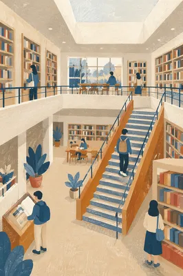 Quiet Modern Library Study Atrium