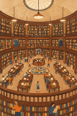 Quiet Grand Library Reading Room
