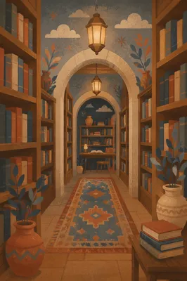 Quiet Library Aisle for Peaceful Study