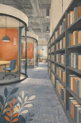 Quiet Modern Library Study Shelves
