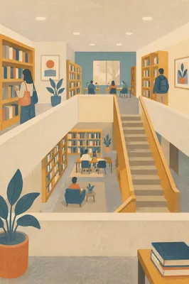 Quiet Modern Library Study Mezzanine