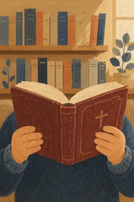 Quiet Student Reading in Cozy Library