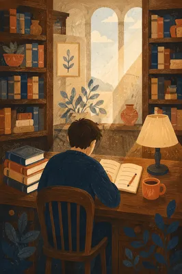 Quiet Study in Old Library