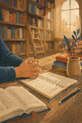 Quiet Library Study with Warm Afternoon Light