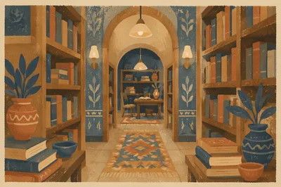 Quiet Library Aisle for Peaceful Study
