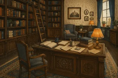 Quiet Traditional Library Study Room