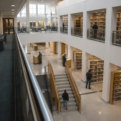 Quiet Modern Library Atrium for Studying