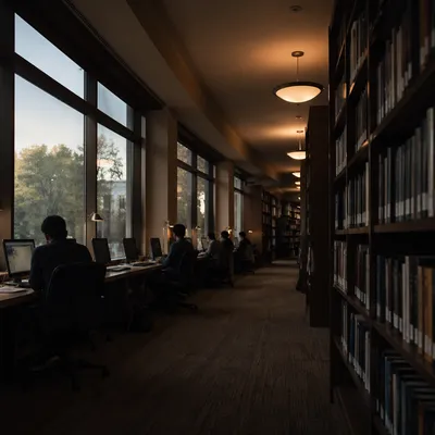Quiet Library Study Area with Bookshelves