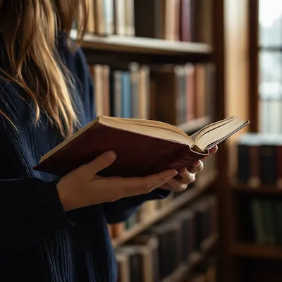 Quiet Library Study With Open Book