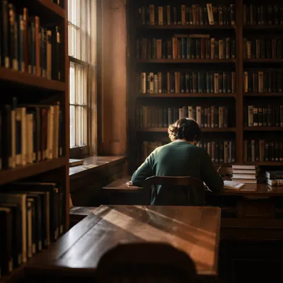 Quiet Christian Study in Old Library