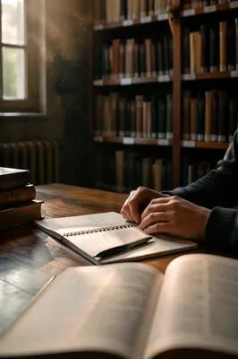 Quiet Study in Warm Library Light