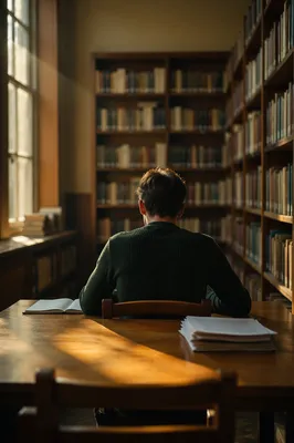 Quiet Library Study in Warm Afternoon Light