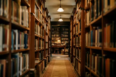 Quiet Library Aisle for Peaceful Study
