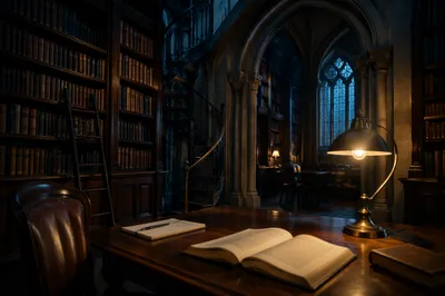 Quiet Historic Library Study Desk