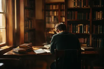 Quiet Christian Study in Old Library