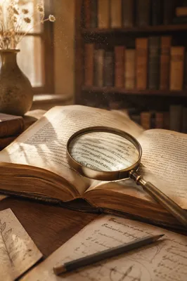Magnifying Glass on Aged Book Pages