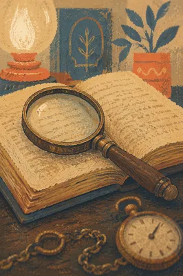Vintage Magnifying Glass on Open Book