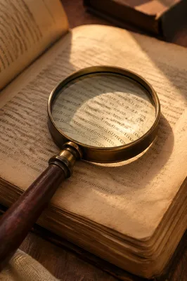 Magnifying Glass on Aged Book Pages