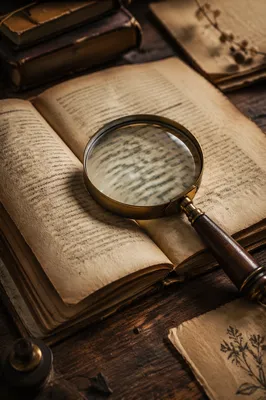 Vintage Magnifying Glass on Aged Book Pages