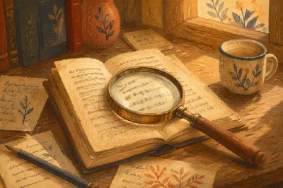 Magnifying Glass on Old Book Pages