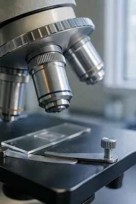 Close-Up Microscope in School Science Lab