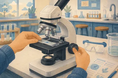 Microscope Close Up in Science Classroom