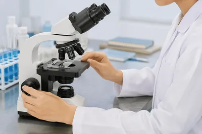 Microscope Close Up in Science Classroom