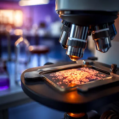 Close-Up Microscope in Science Classroom Lab