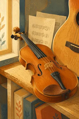 Violin and Guitar in Music Classroom
