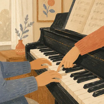 Piano Lesson Hands Practicing Morning Scales