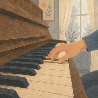 Adult Piano Practice During Quiet Music Lesson