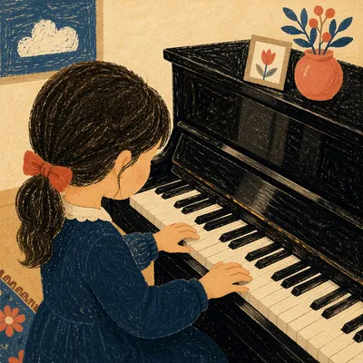 Young Student Practicing Piano Lesson