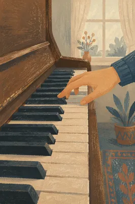 Adult Piano Practice During Quiet Music Lesson
