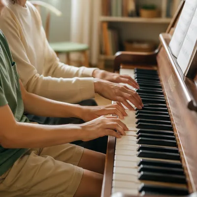 Piano Lesson Practice Hands on Keys