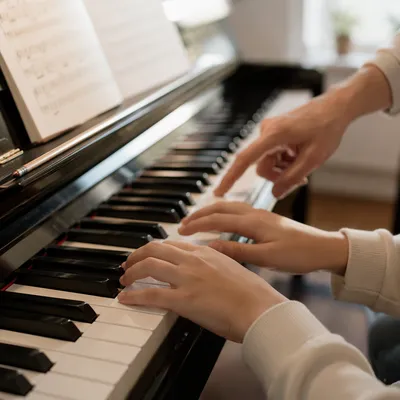 Piano Lesson Hands Practicing on Keys