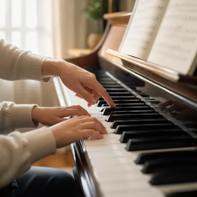 Piano Lesson Hands Practicing Morning Scales