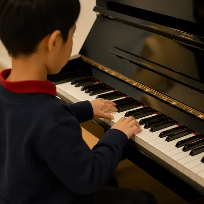 Young Student Practicing Piano Lesson