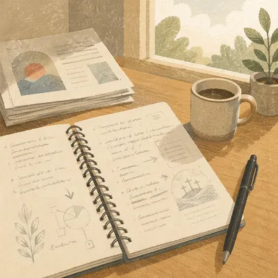 Sunlit Open Notebook for Morning Study
