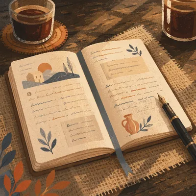 Open Notebook with Handwritten Study Notes