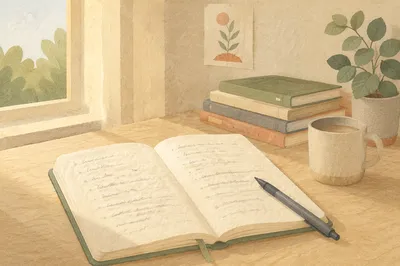 Open Notebook with Study Notes and Pen