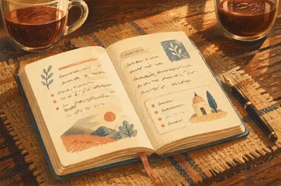 Open Notebook with Handwritten Study Notes